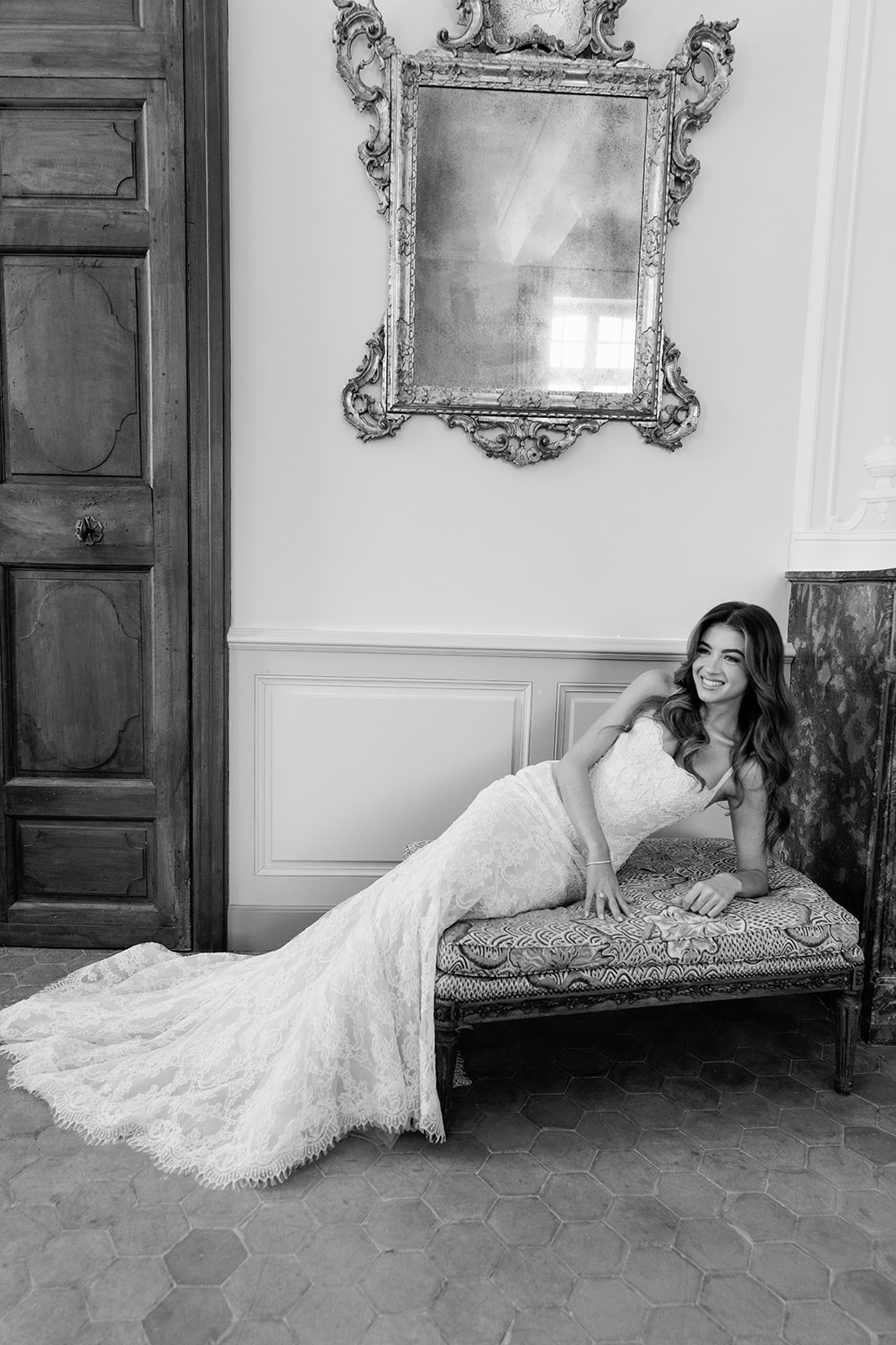 Bride and groom exchanging vows during their Villa Baulieu ceremony
